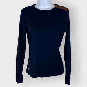 Ralph Lauren Womens Top | Large | Navy Blue | Long Sleeve | Elbow Patch